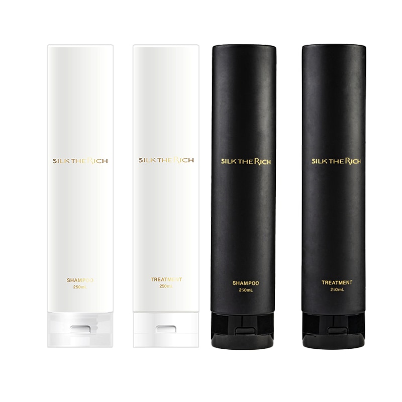 【豪華4点セット】シルクザリッチ 黒＆白 フルコンプリートセット (各250ml) シャンプー＆トリートメント 髪質改善 モノトーン ギフト