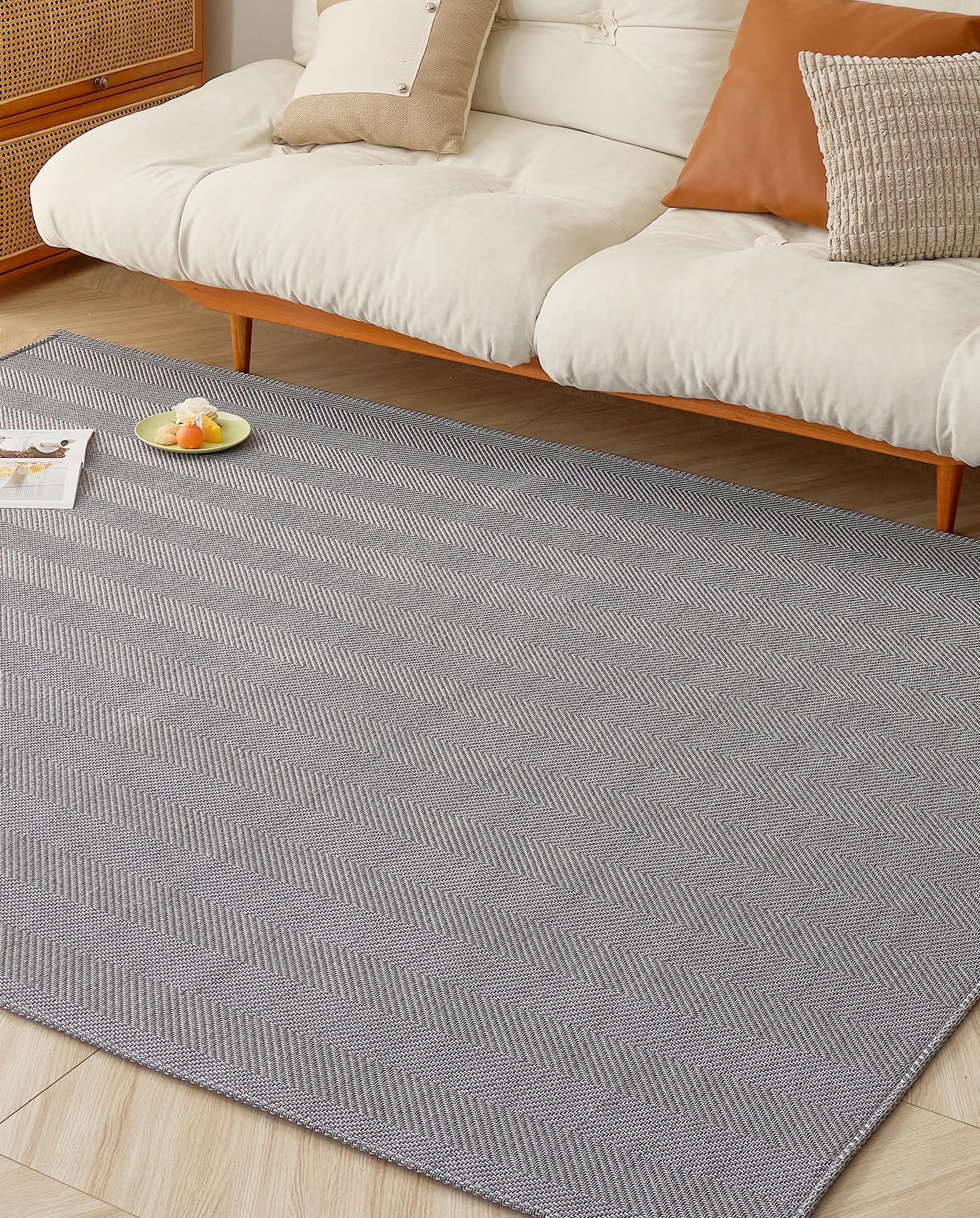 VK Living ラグ カーペット 130X190cm ラグマット 1.5畳 【大人の雰囲気 ヘリンボーン柄】 オールシーズン おしゃれ 絨毯 北欧 リビング マット 滑り止め 幾何柄 オールシーズ