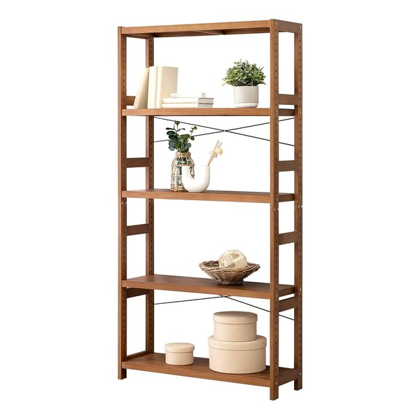 ラック ライトブラウン 5段収納 幅90×奥行30×高さ180cm MCC-6038LBR