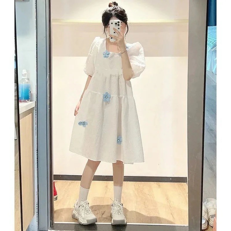 甘くて優しい和柄スクエアネック学生服ゆったり薄手お肉カバースプライス妖精姫