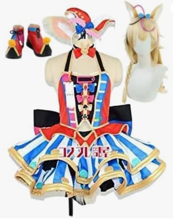 VTuber 尾丸ポルカ ニーハイ付きウィッグ靴付き コスプレ衣装 風 コスチューム