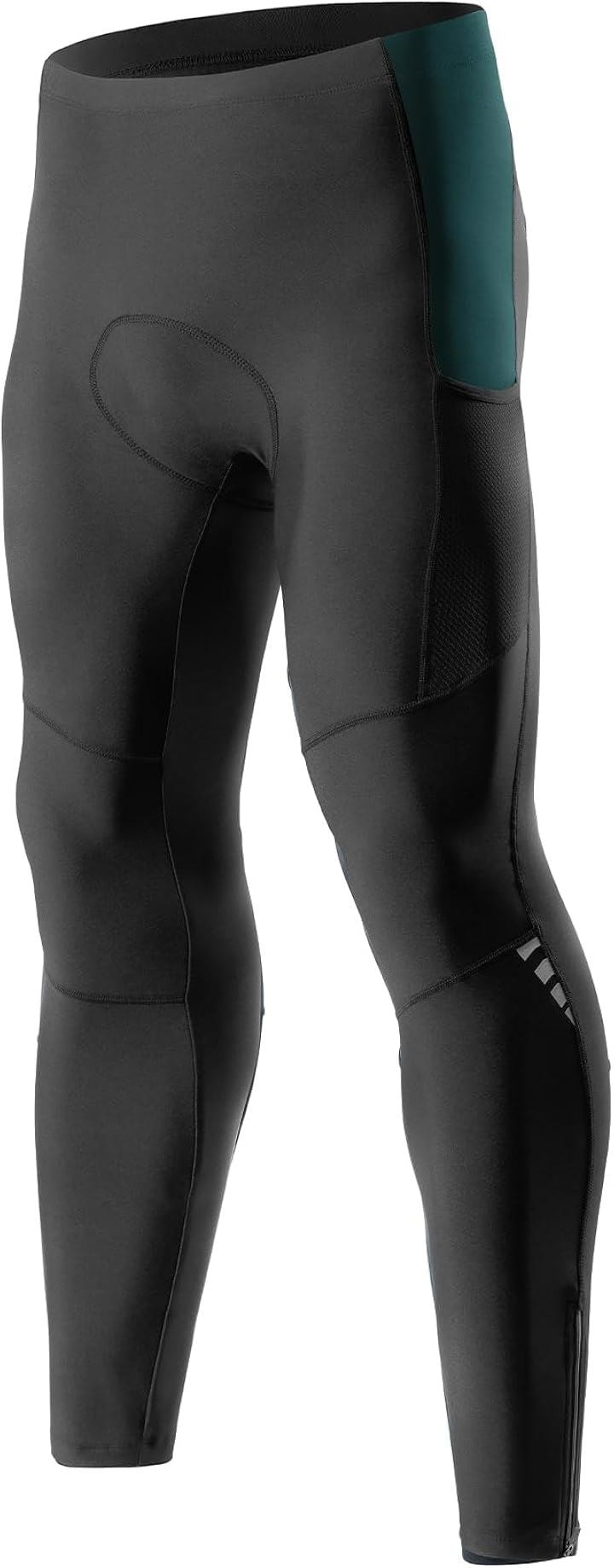 サイクルパンツ メンズ サイクルロングタイツ 裏起毛 秋冬 防寒 サイクルジャージ ロードバイク レーサーパンツ ポケット付き パッド付き サイクリングウェア(ブルー, 2XL)