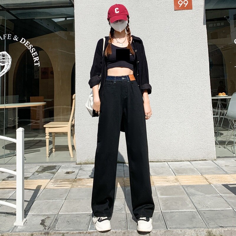 韓版 ファッション 気質 ジーパン ゆったり ストレート モップパンツ オールマッチ 着痩せKZ1 母の日 母の日-0006401