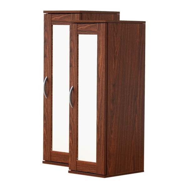 ホームテイスト ETS-9030-SET ミラー付きコンパクトシューズラック(2個セット)【-Refre-リフレ】(下駄箱シューズボックス) ダークブラウン メーカー直送