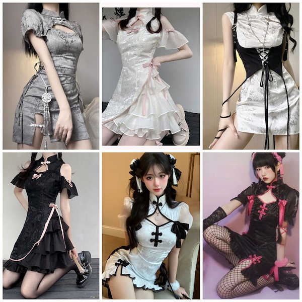 Qoo10] 改良 チャイナドレス 人気 変則a字 ス