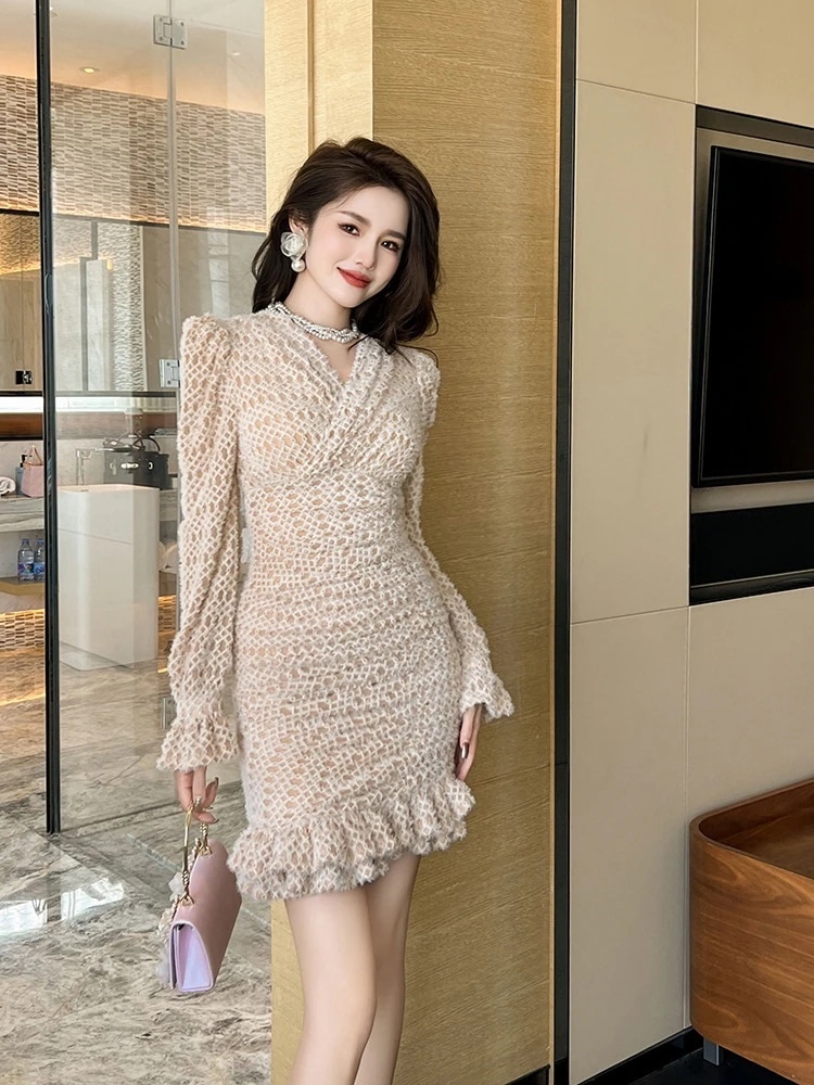 マーメイド パーティードレス 同窓会 ウェディング 結婚式 大人 お呼ばれ 成人式 二次会 卒業式 キャバ レース 秋冬 披露宴 着痩せ ニットワンピース 5,078円