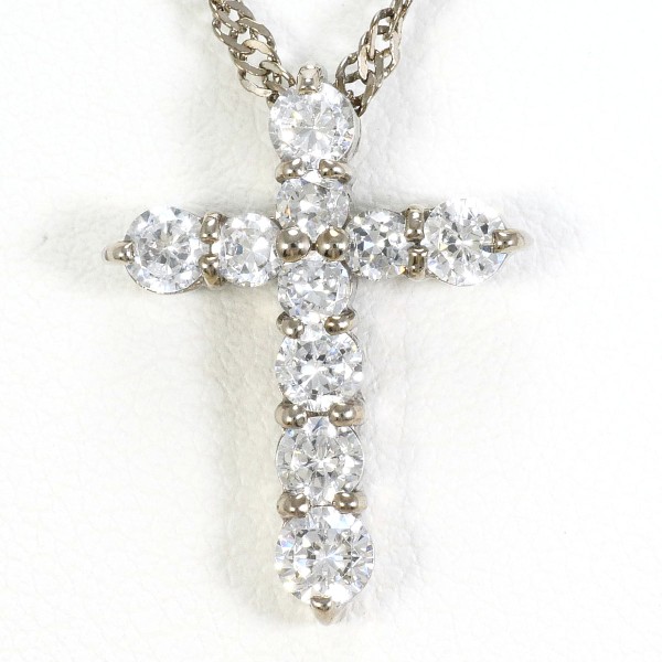 K18 18金 WG ホワイトゴールド ネックレス ジルコニア 約46cm ジュエリー 中古