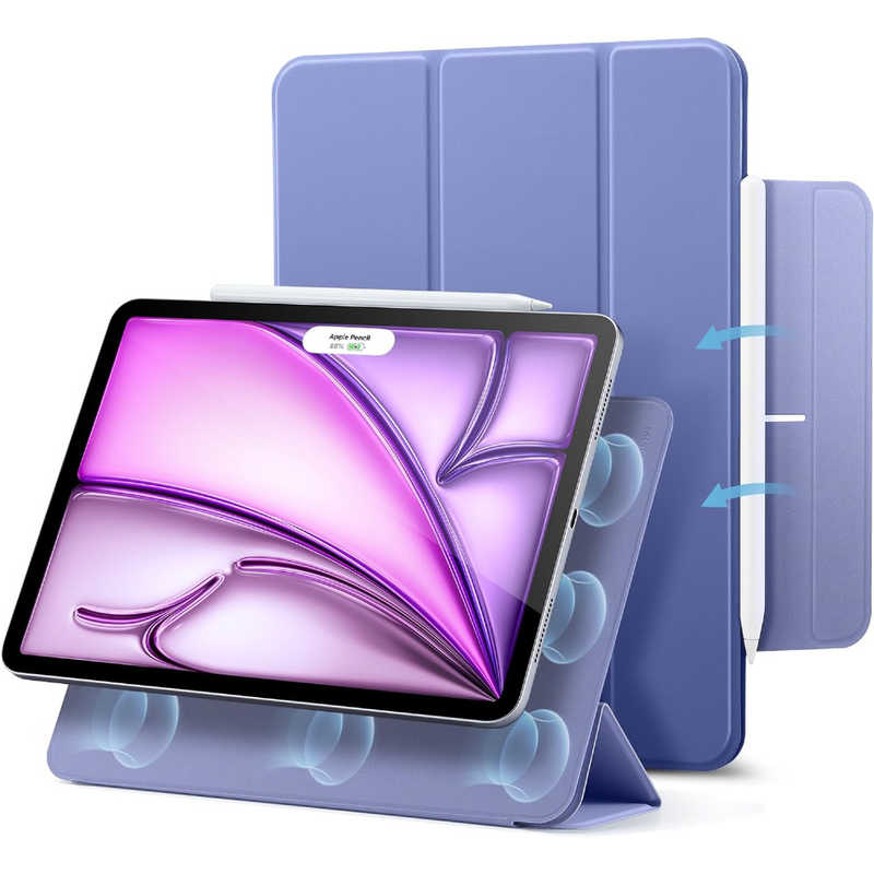 ESR　13インチiPad Air(M2)用 Rebound マグネットケース 三つ折りスタンド Lavender　ESRReboundMagneticCaseiPadAir13M2