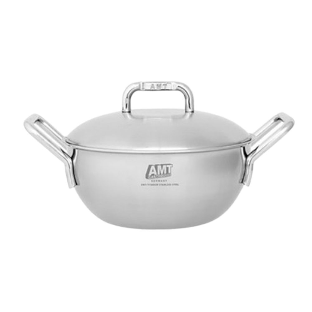 AMT 316TI 5層ステンレススチール ノンスティック パーティー用中華鍋 蓋付き 20cm [並行輸入]
