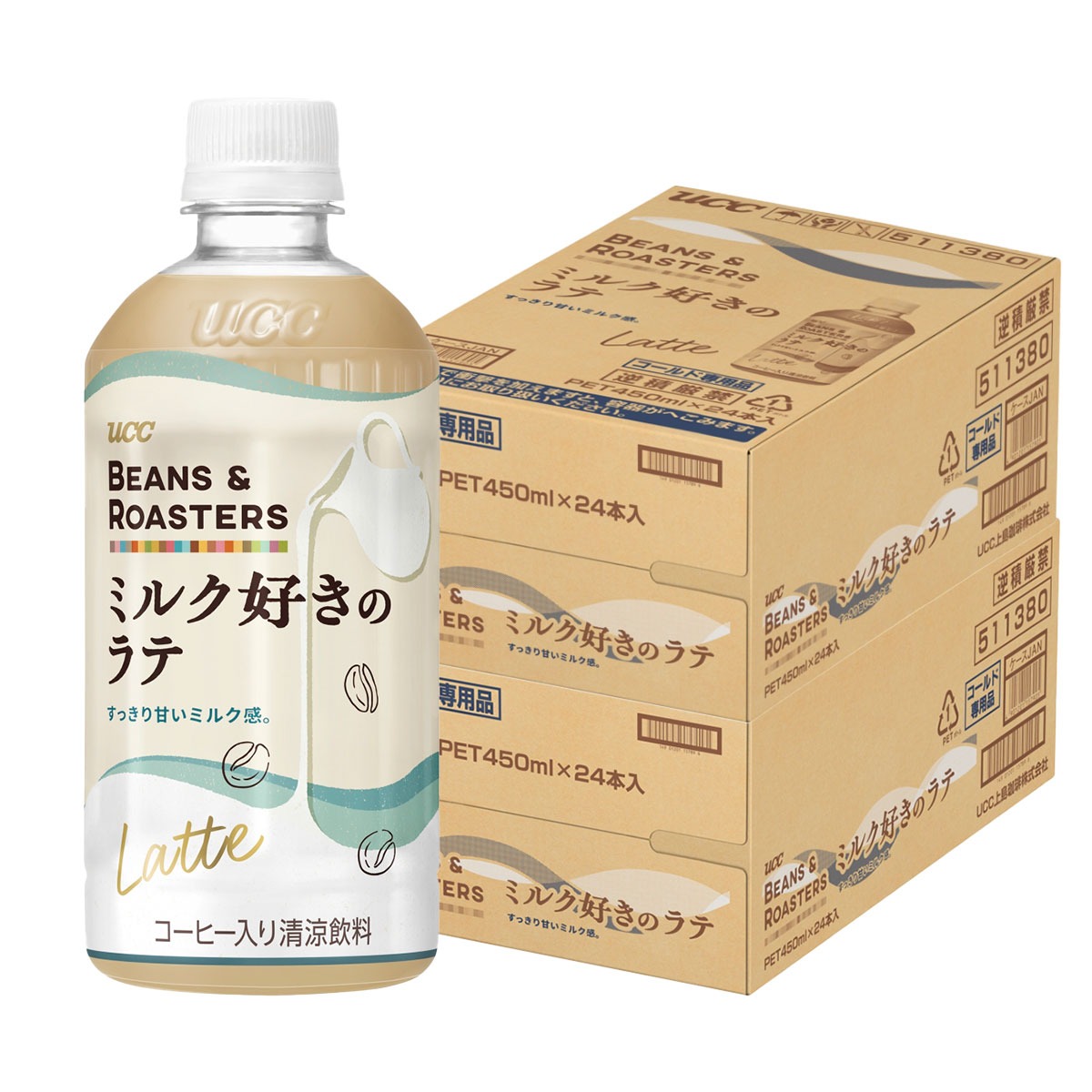 UCC 上島珈琲 BEANS ＆ ROASTERS ミルク好きのラテ 450ml×2ケース／48本