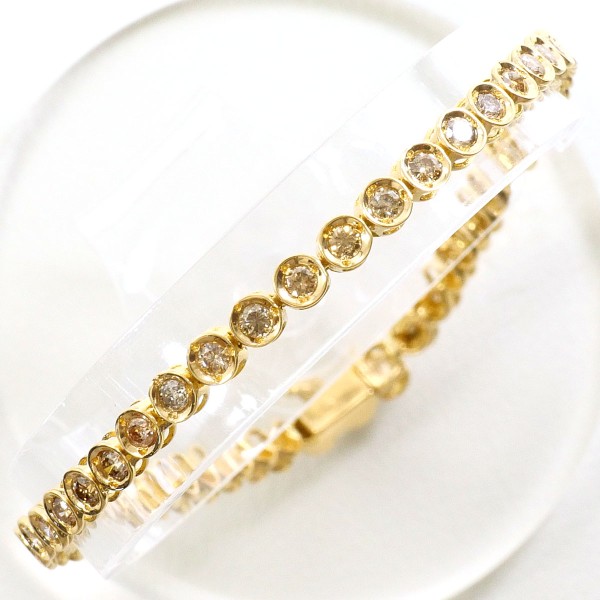 K18 18金 YG ブレスレット ブラウンダイヤ 2.00 カード鑑別書 【中古】