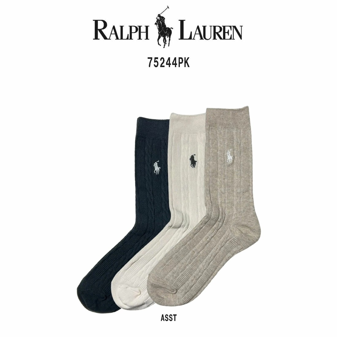 POLO RALPH LAUREN ソックス 靴下 3足セット アソート ロゴ ワンポイント レディース カジュアル 女性用 75244PK