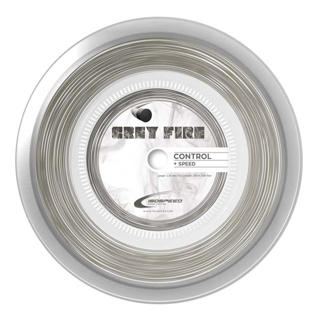 イソスピード(Isospeed) GREY FIRE グレーファイア 1.25mm／1.30mm 200Mロール 硬式テニス ポリエステルガット