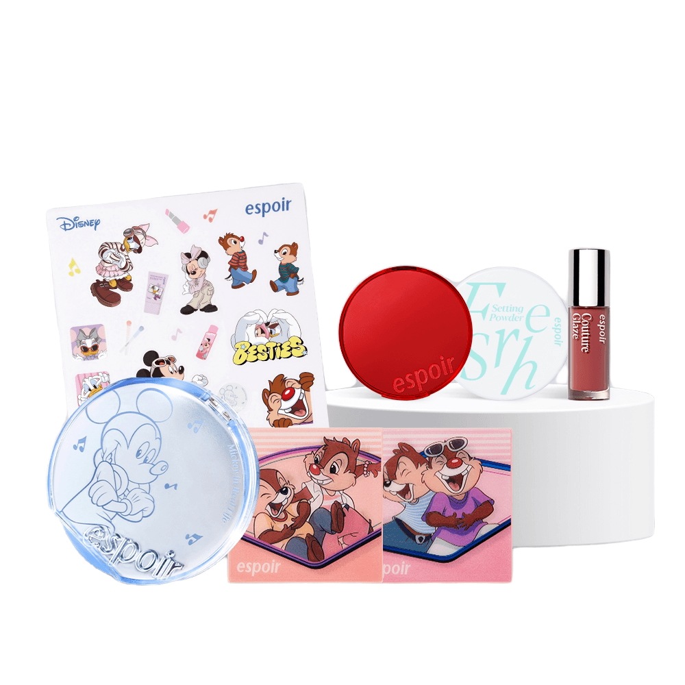 [ディズニークッション+チークセット/ ミニ3種贈呈] エスプアビベルベットカバークッション 13gx2(本品+リフィル)+ ブラリーチーク(贈呈: ミニパウダー&ミニクッション(アイボリー)&ミニテ