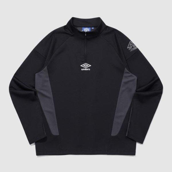 長袖Tシャツ KQF UQ121SFS21-BLK PTR フィールドトレーニングフットボールハーフジップ BLACK