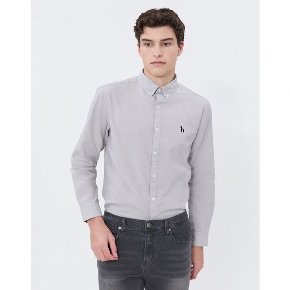 [24SS] [クラシックセラー] グレーボタンダウン長袖カジュアルシアーWHSH4A202G1