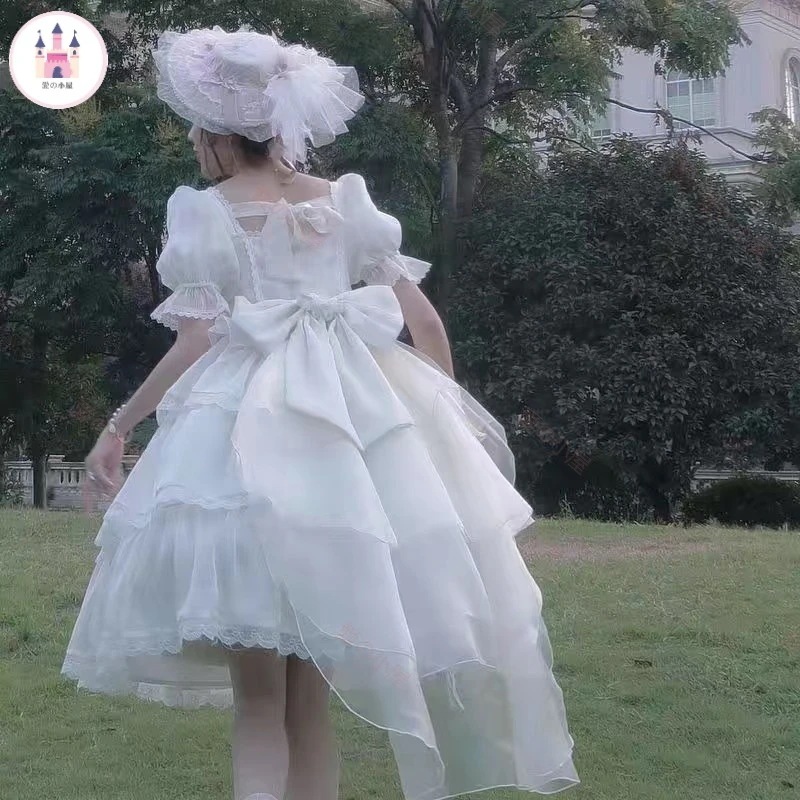 現品ロリータ半袖ワンピースオリジナル正規版ロリータ夏の花嫁華やかフレンチスウィートスカート