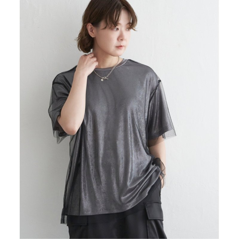 チュールドッキングメタリックTシャツ