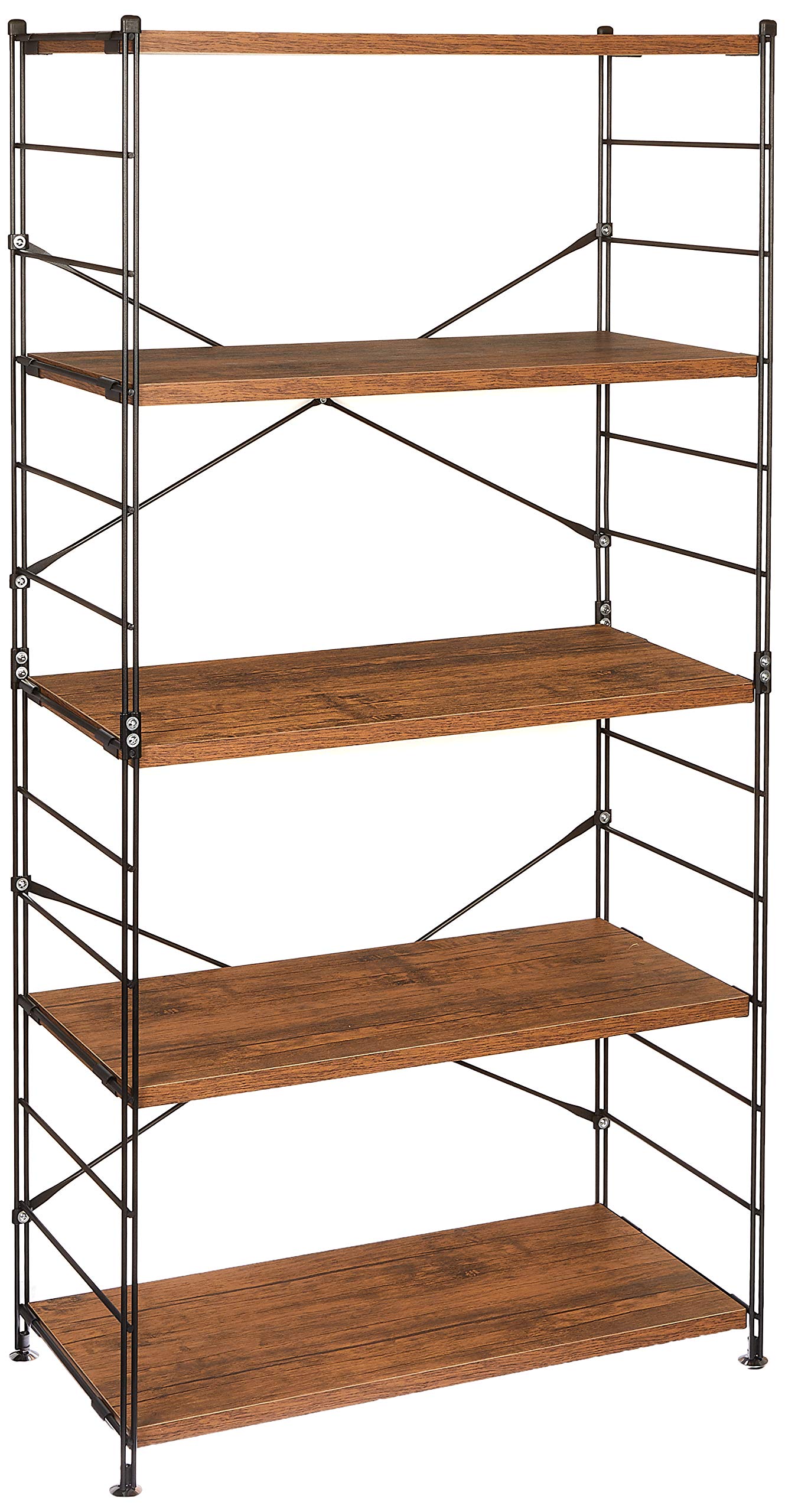 山善(YAMAZEN) オープンシェルフ アンティークブラウン 5段 MWS-16845(ABR/SBK)