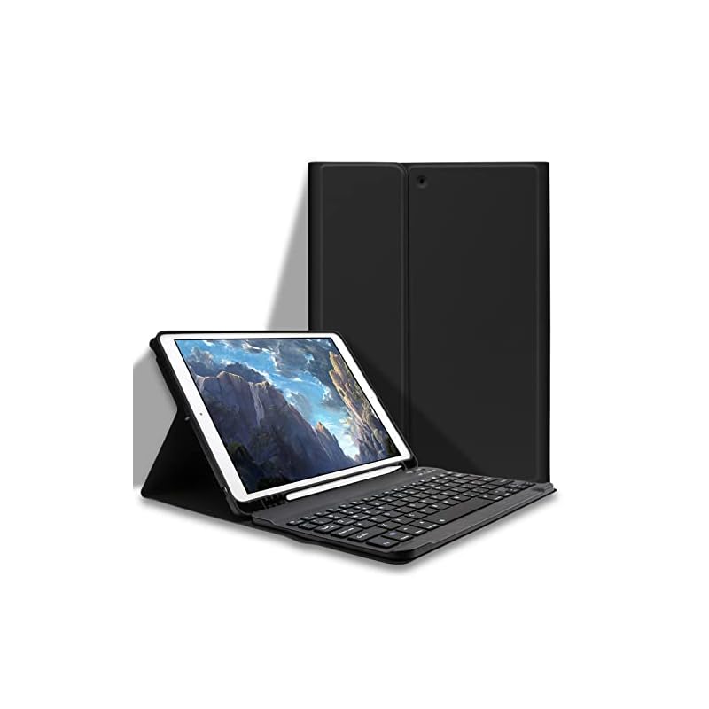 iPad 10.2 キーボード ケース 第9/8/7世代 Bluetooth キーボード付きカバー iPad9/8/7通用 脱着式 ペンホルダー付き スタンド機能 オートスリープ機能 多角度調整 傷つ