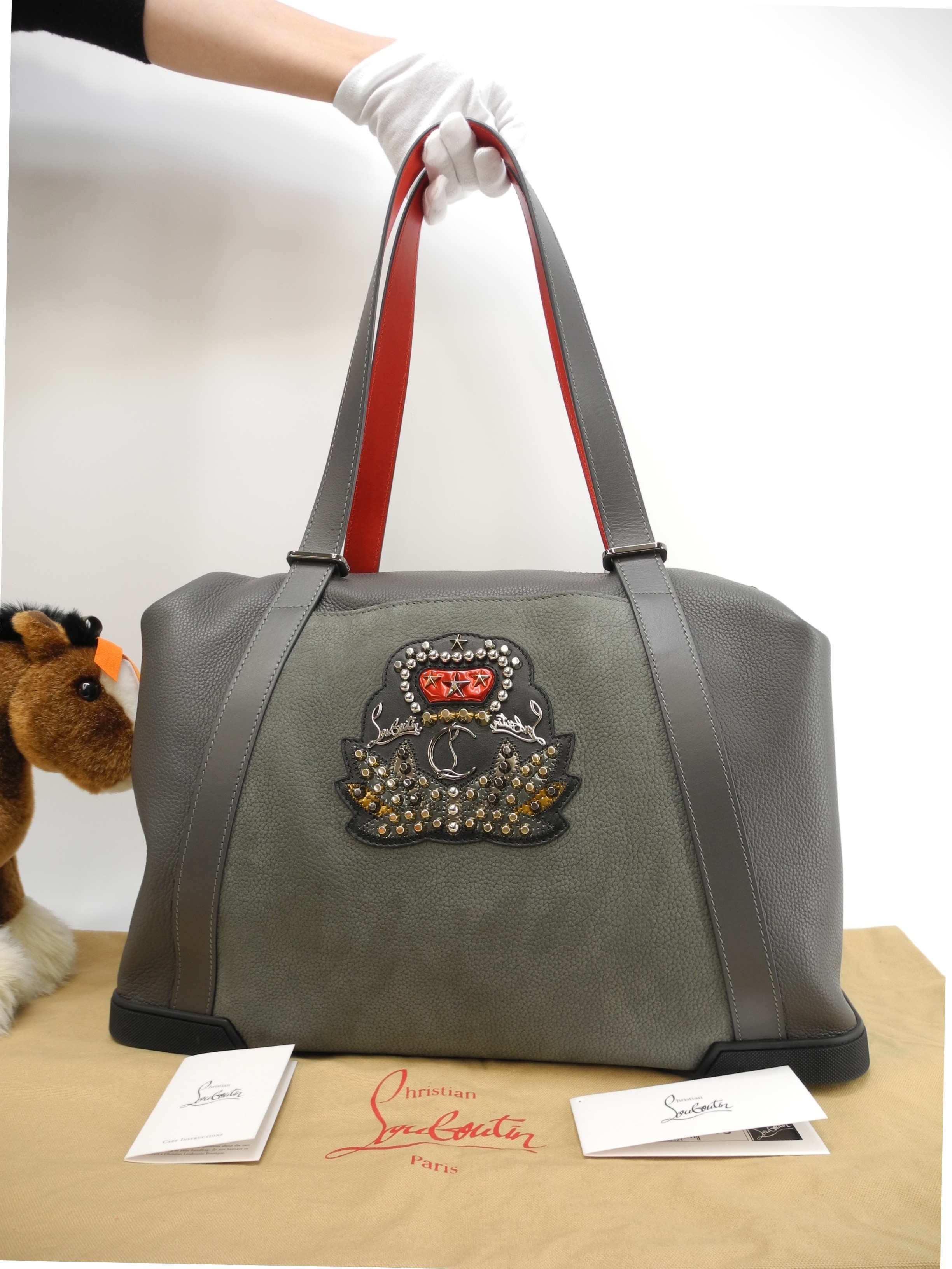 トートバッグ バックデイモン レザー灰 メンズショルダー@ 2