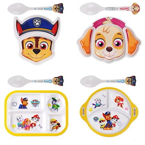パウパトロール 子供食器セット 仕切り皿 ランチ皿 2点セット 食器 スプーン お食い初め プレゼント 落下防止 耐熱 誕生日のプレゼント