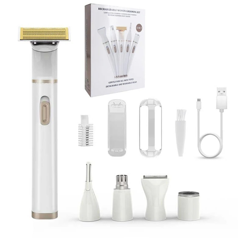 新型女性用剃毛器USB充電式眉剃り器鼻毛計5-in-1多機能電動剃毛器30%までに制限