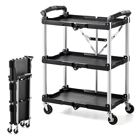 ツールワゴン キャスター付き 3段 折りたたみ 総耐荷重60kg 軽量 100-CART008