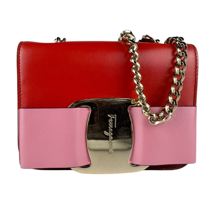 サルヴァトーレフェラガモ Salvatore Ferragamo ショルダーバッグ ヴァラリボン レザー レッド/ピンク レディース z9013