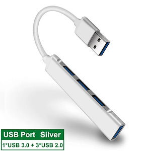 Huawei,xiaomi,macbook pro,15 air pro,pc,コンピューターアクセサリー用のマルチプラグアダプター,usb 3.0,タイプc,4 USB 3.0 HUB Silver