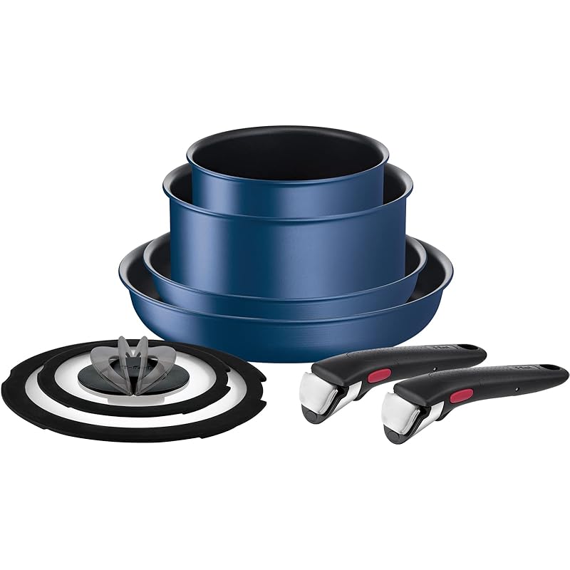 【オンライン限定】 ティファール 取っ手のとれる 鍋 フライパンセット 8点セット IH ガス火対応 専用取っ手2本付き PFOAなどの有害物質不使用 「インジニオネオ IHブルーマーキーズアンリ