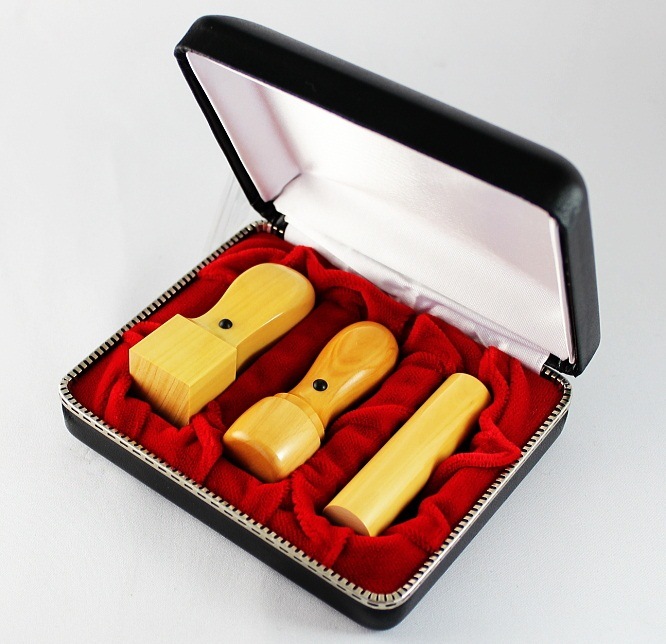 上柘印鑑3本セット専用ケース付 代表印18.0mm 角印21/24mm 銀行印16.5/18.0mm