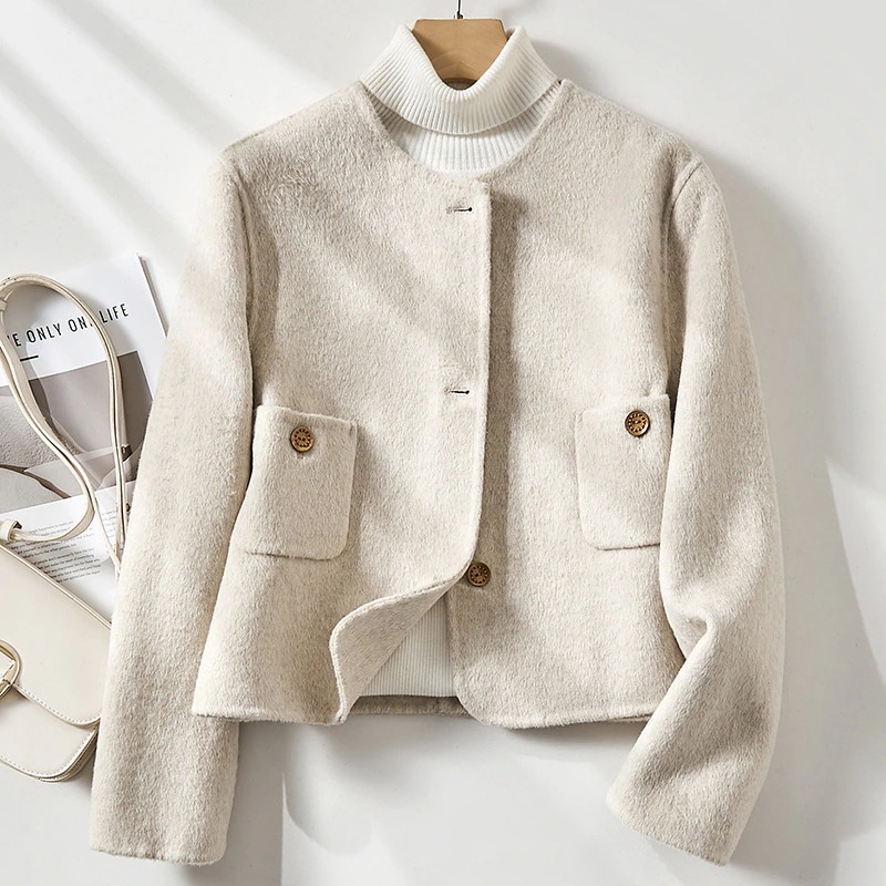 春と秋の新作 女子アウター チェスターコート 綿入れの（上着） 品質いいな新品 おしゃれ無地 ファッションゆったり 厚手暖かい