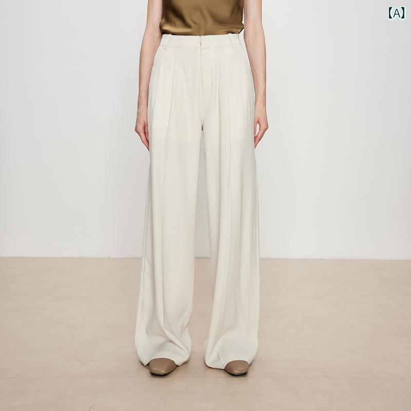 レディース　カジュアル　パンツ 知識 で 自由で 簡単 シンプル ハイウエスト ホワイト ワイド レッグ パンツ 女性 ドレープ 冷感 カジュアル スーツ 1150