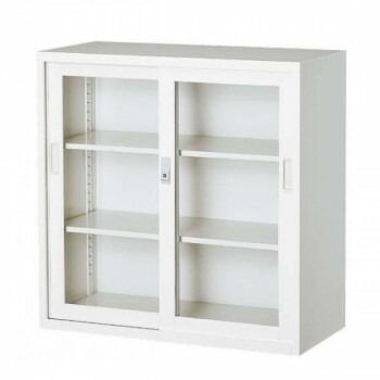オフィス向け　一般書庫/ホワイト 3x3型引違書庫 3号ガラス戸　COM-303G-W