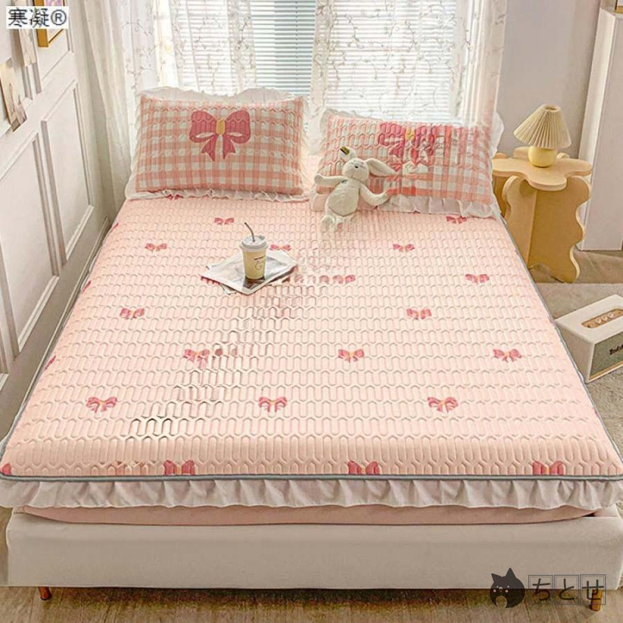 敷きパッド セミダブル 夏 可愛い ベッドスカート 四季兼用 通気性 肌に優しい 寝具カバーセット 姫系 レース フリル 花柄 洗える 防臭 通気性