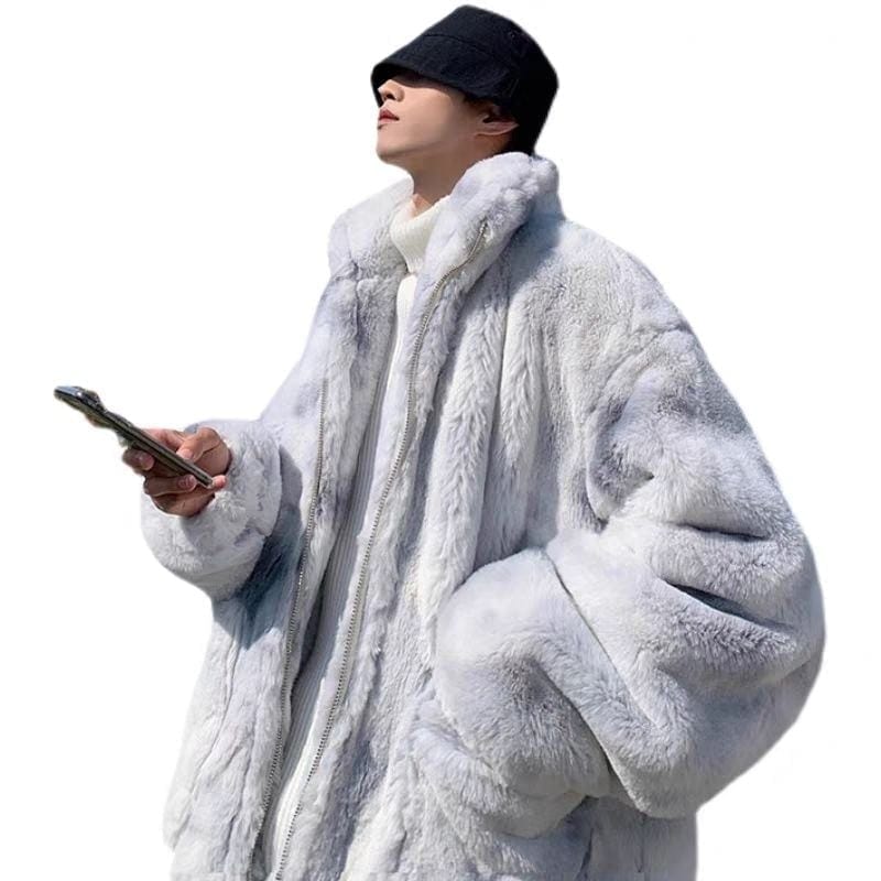 モコモコ アウター 厚手 ゆったり ジャケット 感 メンズ ウサギの毛 イミテーション