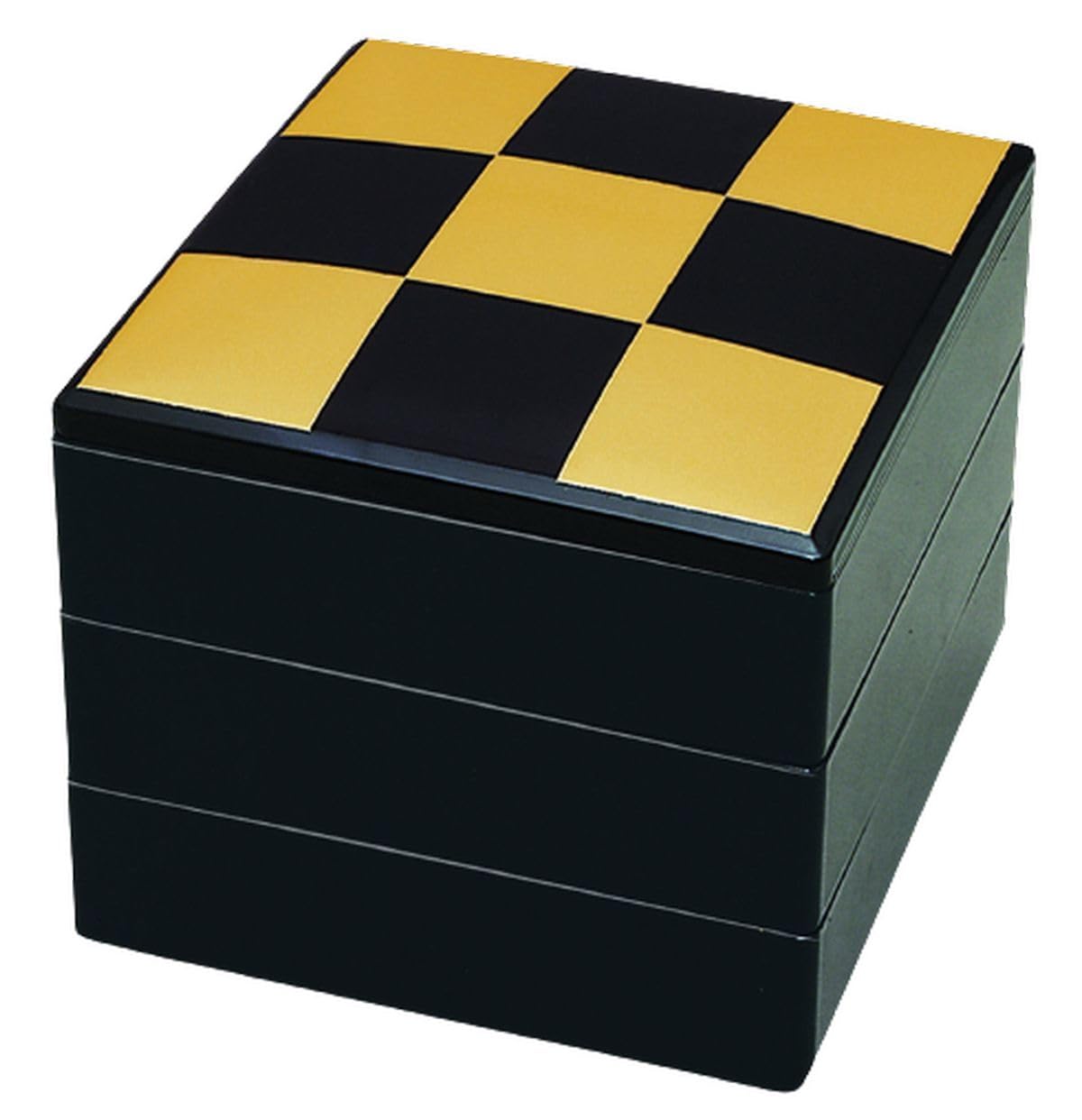 J-kitchens 行楽弁当箱 （ 弁当箱 ） 日本製 3段 6.5寸 春風 黒市松 19.5cm x 19.5cm x 16.8cm