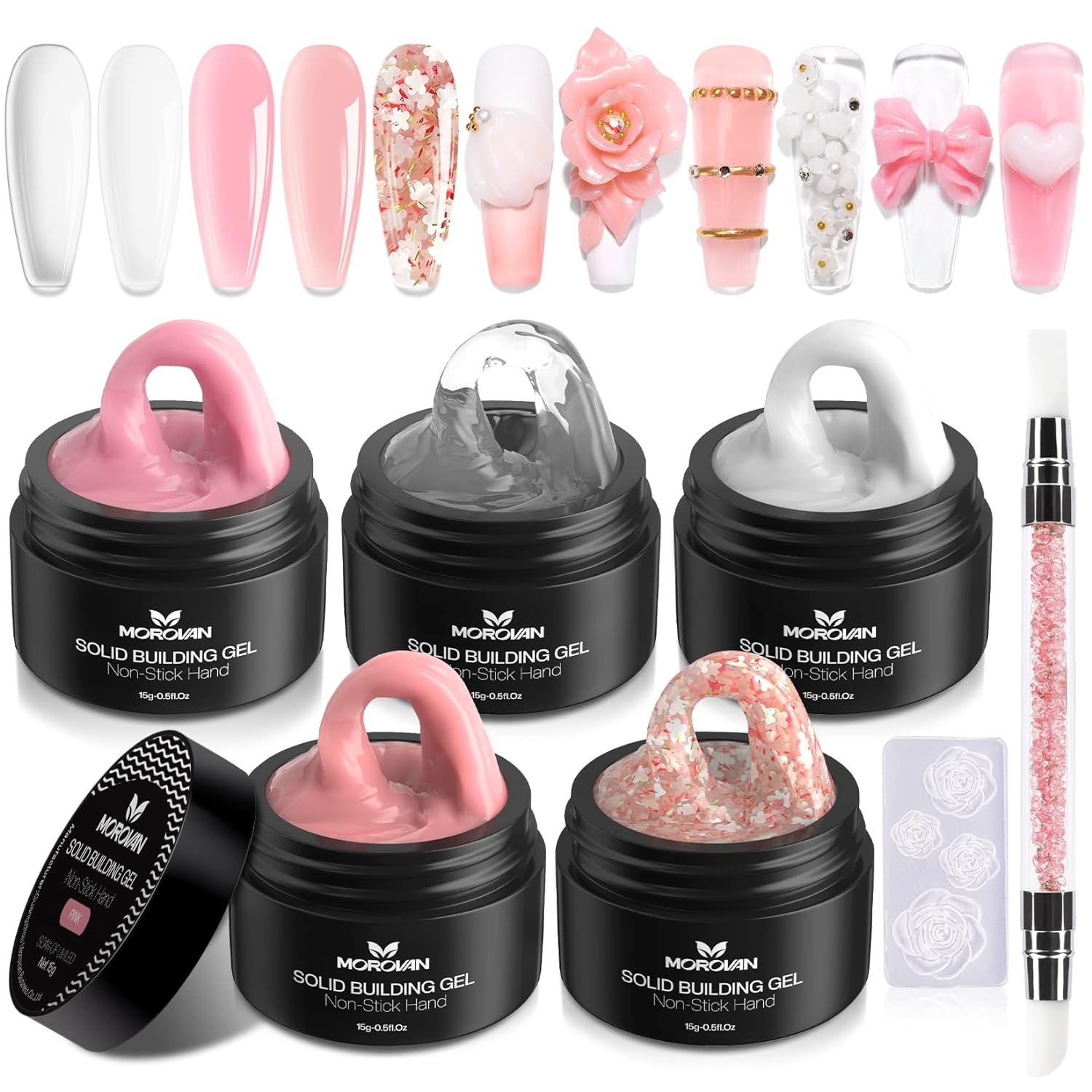 Morovan Solid Builder Gel for Nails:5 Colors Hard Gel for Nails 釘のためのベタベタネイルジェル 爪のためのベタベタネイルジェル 爪のため