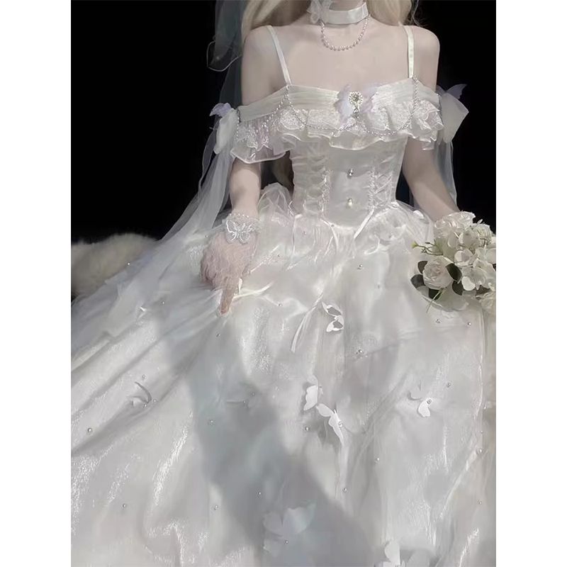 エレガント＆スウィートレディホワイトムーンライトロリータドレス ロリータプリンセスドレス ロングドレス