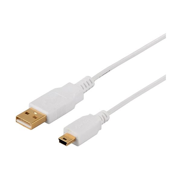 （まとめ）バッファロー USB2.0ケーブル スリムタイプ (A)オス-mini(B)オス ホワイト 1m BSUAMNSM210WH 1本(×10セット)