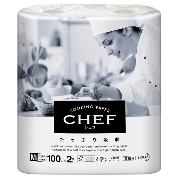 花王　クッキングペーパー　CHEF（シェフ）　たっぷり吸収　Mサイズ　100枚×2ロール×6袋