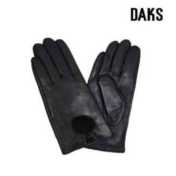 GBO255O_ミンクポンポン付きレディースレザーグローブ