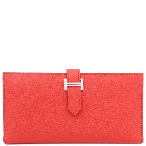 エルメス HERMES 長財布 ベアンスフレ シェーブル ローズテキサス シルバー金具 新品 未使用 二つ折り財布 B刻印（2023年製） 【箱】【中古】