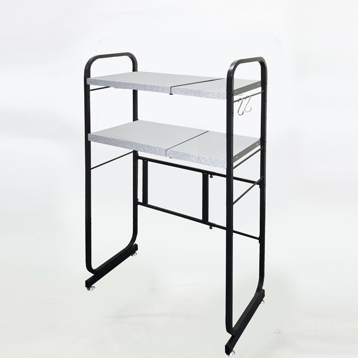 燕三条製 伸縮式 キッチンペールラック 2段 ガルバタイプ KPG-4002BK カーボンブラック