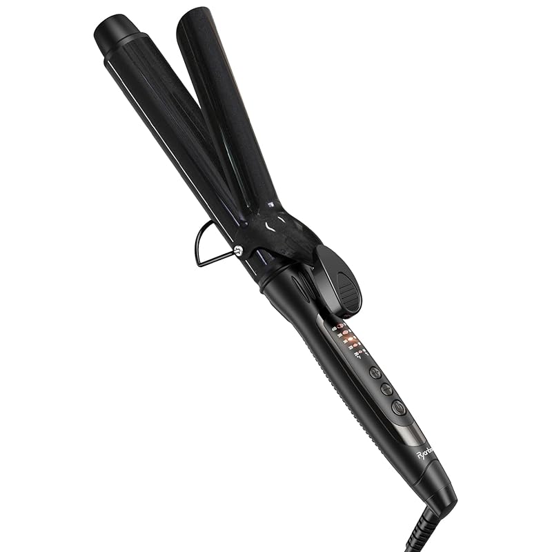 Ryanboo ヘアアイロン カールアイロン コテ 35mm カーリングアイロン 5段階温度調整 プロ仕様 MAX220℃ 海外対応(35mm, ブラック)