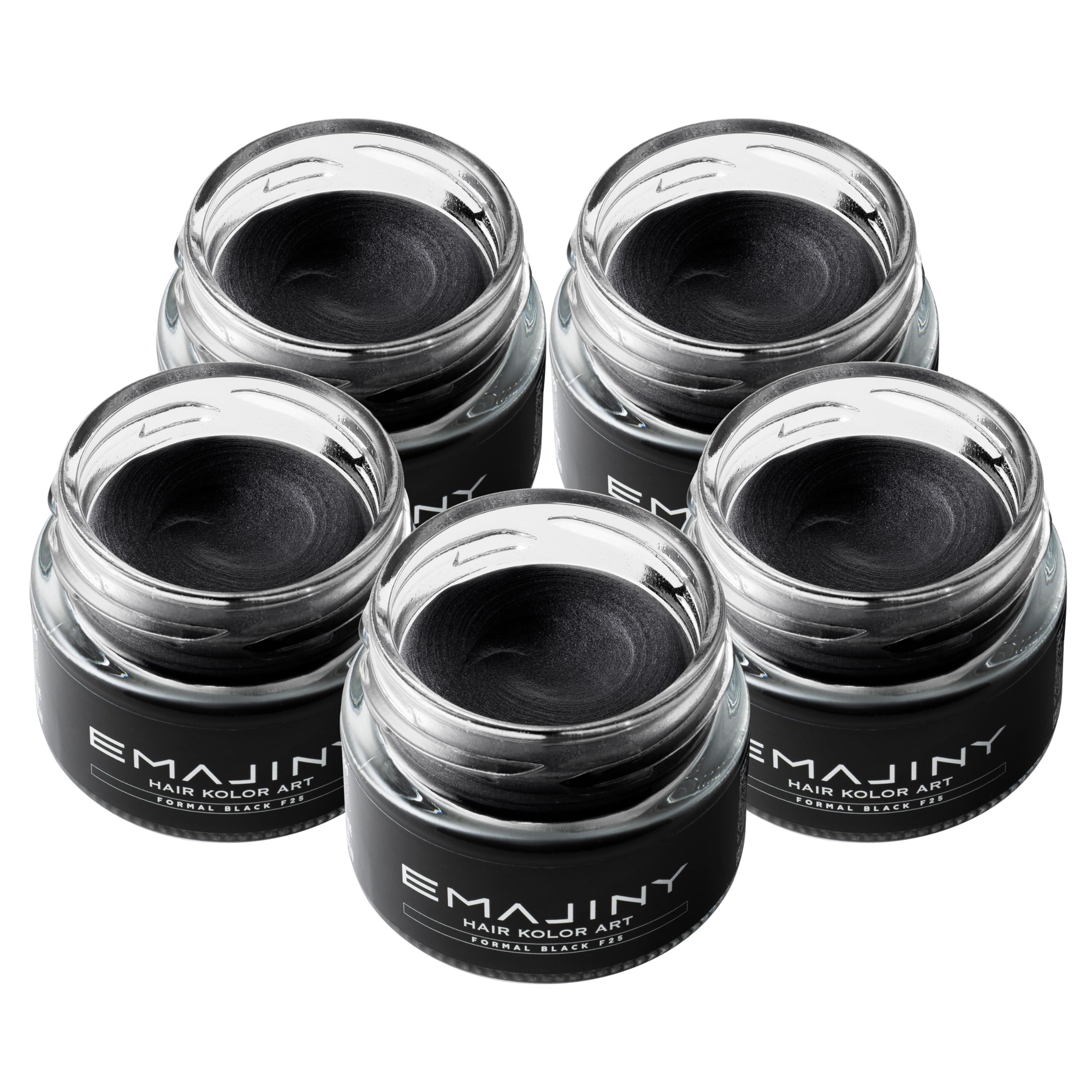 【お得な５個セット】エマジニー フォーマルブラック ヘアカラーワックス 黒 36g 【日本製】 【無香料】 【シャンプーでサッと洗い流せる１日黒髪】 白髪かくし 白髪ぼかし 白髪ケア EMAJINY