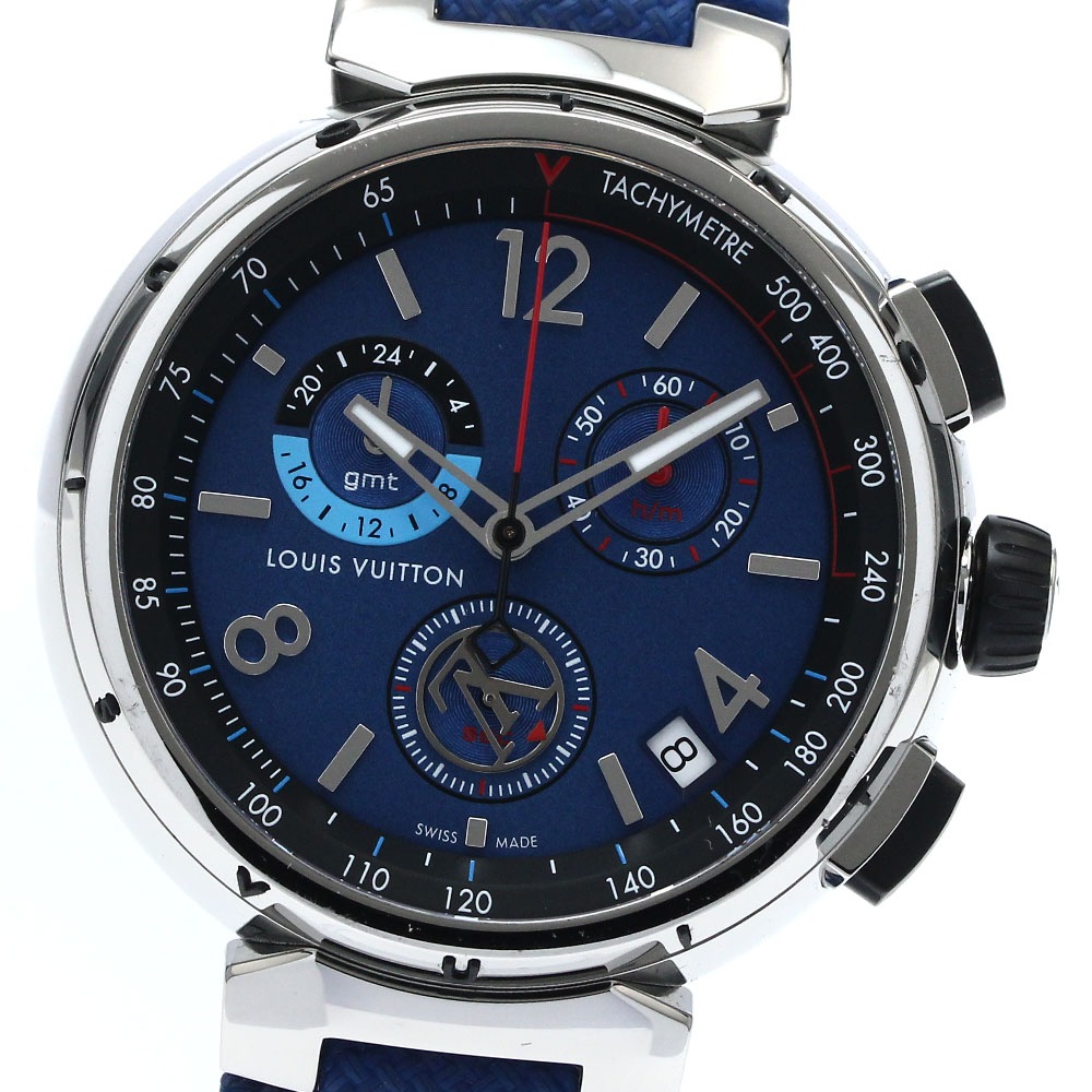 ルイ・ヴィトン LOUIS VUITTON QA153 タンブール アウトドア クロノグラフ GMT クォーツ メンズ 良品 _880519【中古】