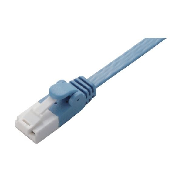 (まとめ) エレコム EU RoHS指令準拠 爪折れ防止フラットLANケーブル（Cat6） ブルー 3.0m LD-GFT／BU30 1本 (×10セット)