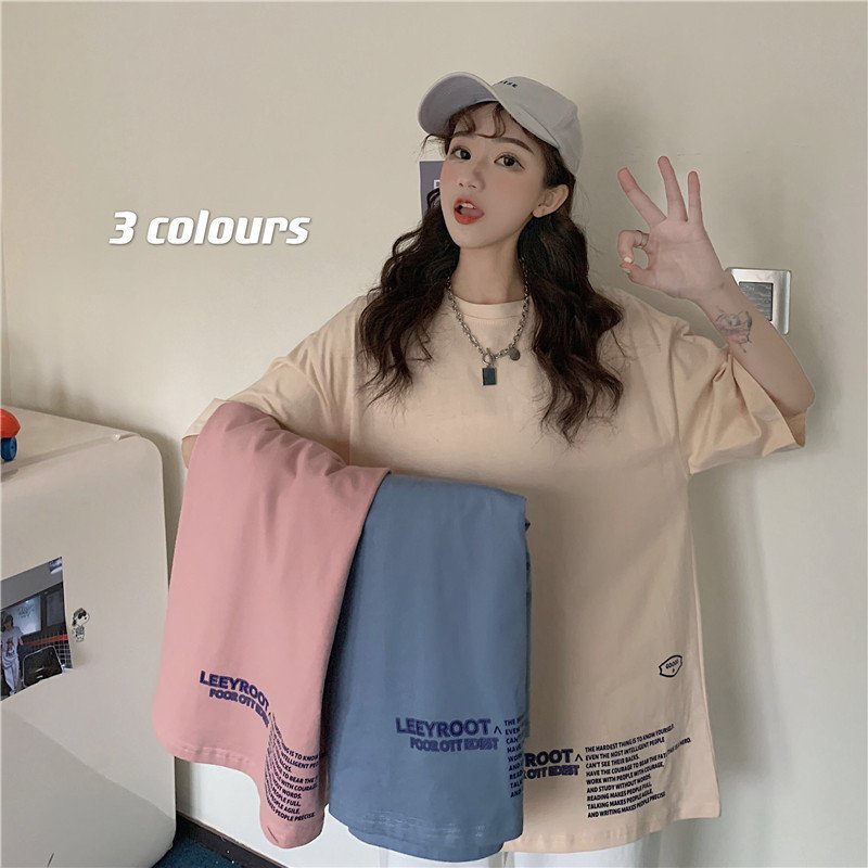 Tシャツ レディース 半袖 夏 ゆるい トップス 韓国ファッション 原宿系 Bf風 ヒップホップ ダンス ストリート風 カジュアル カップル服